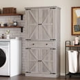 thumbnail image 6 of FANRAL 70” Tall Pantry Organizers and Storage Cabinet with Barn Doors & Drawers,Adjustable Shelf,Tall Pantry for Kitchen Dining Room Living Room Bedroom,Gray Pantry Cabinet, 6 of 8