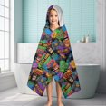 thumbnail image 6 of Colorful Games Graffiti Black Pattern Hooded Bath Towel，60"x35" for Ages 3 To 12 Kids, Quick Dry Lightweight Soft Microfiber Hood Beach Towel Cover Up for Kids, 6 of 7
