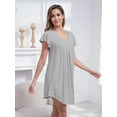 thumbnail image 5 of FEREMO Nightgowns for Women Plus Size Short Sleeve Loose Sleepshirt Soft Scoopneck Sleepwear 3 Pack, 5 of 7