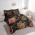 thumbnail image 3 of Manfei Gold Pink Floral Twin Bedding Sets 7pcs for Girls, Embroidery Flower Bedding Comforter Set, Tropical Garden Blossoms Sheet Sets, Breathable Home Decor, 3 of 8