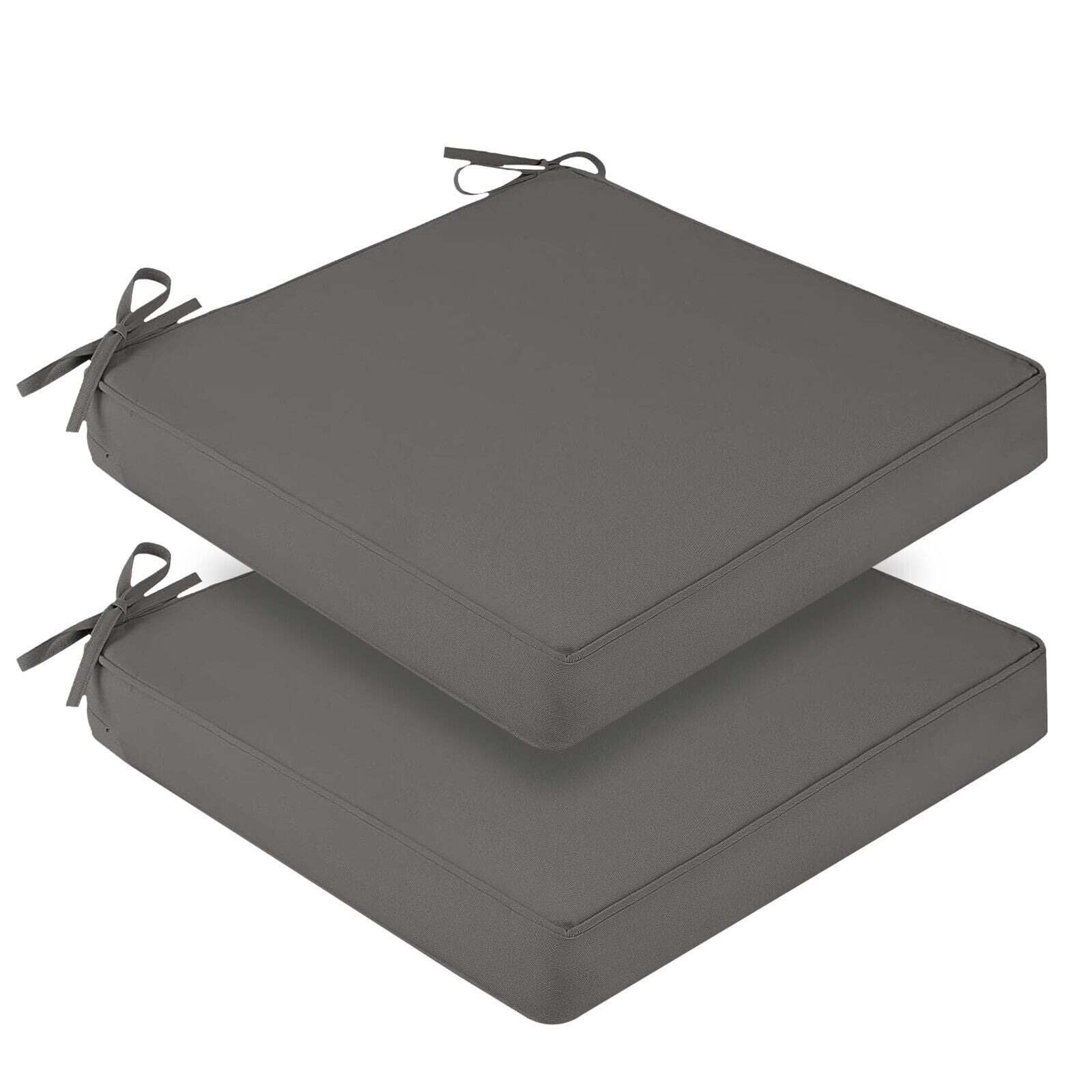 (Set of 2) Outdoor Chair Cushions for Patio Furniture, Waterproof 19" x 19" x 3" Square Patio Chair Seat Cushion with Non-Slip Ties & Handle