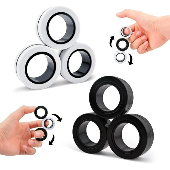 czcpp-Magnetic Ring - Fidget Toys Adults Set,6 PCS Fidget Rings Spinner Toys Teens,Fun Spin Ring Finger for ADHD Anxiety Stress Relief Toys, Birthday Gifts for 3-8-12 +Year Old Boys Kids Presents