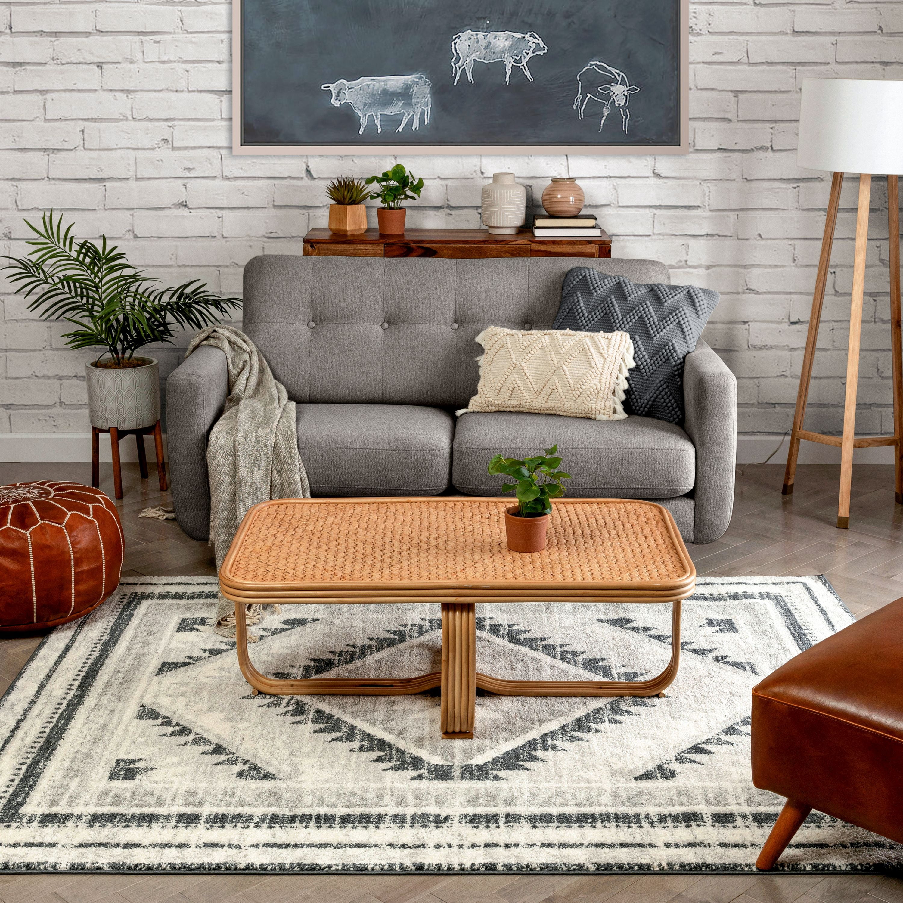 Well Woven Malfi Pisa Grey Aztec Tribal Southwestern 5'3" x 7'3" Distressed Area Rug