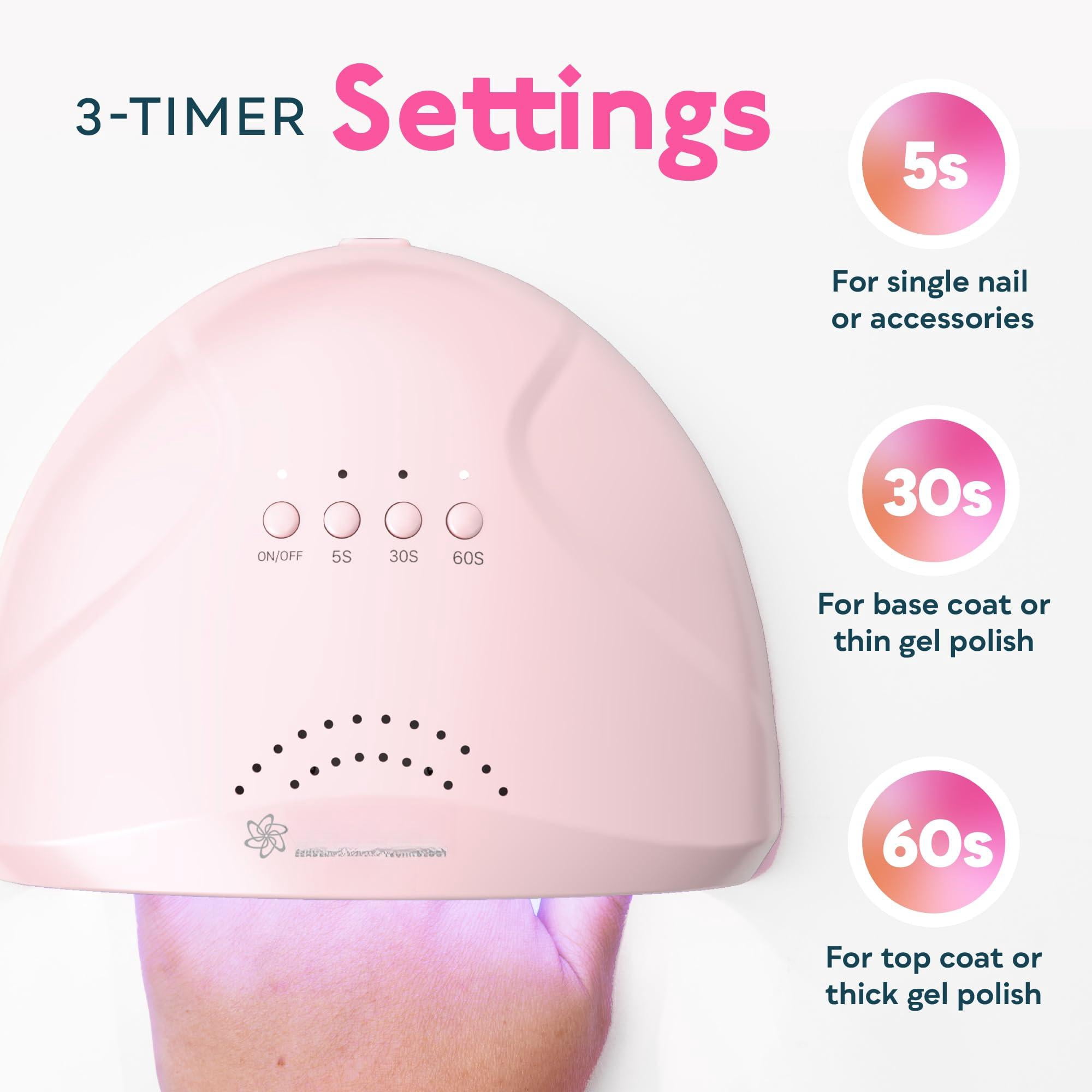 Uv Light For Gel Nails  Dryer Polish With 3 Timer Settings Professional Led Lamp Art Tools Auto Sensor Sunone Pink