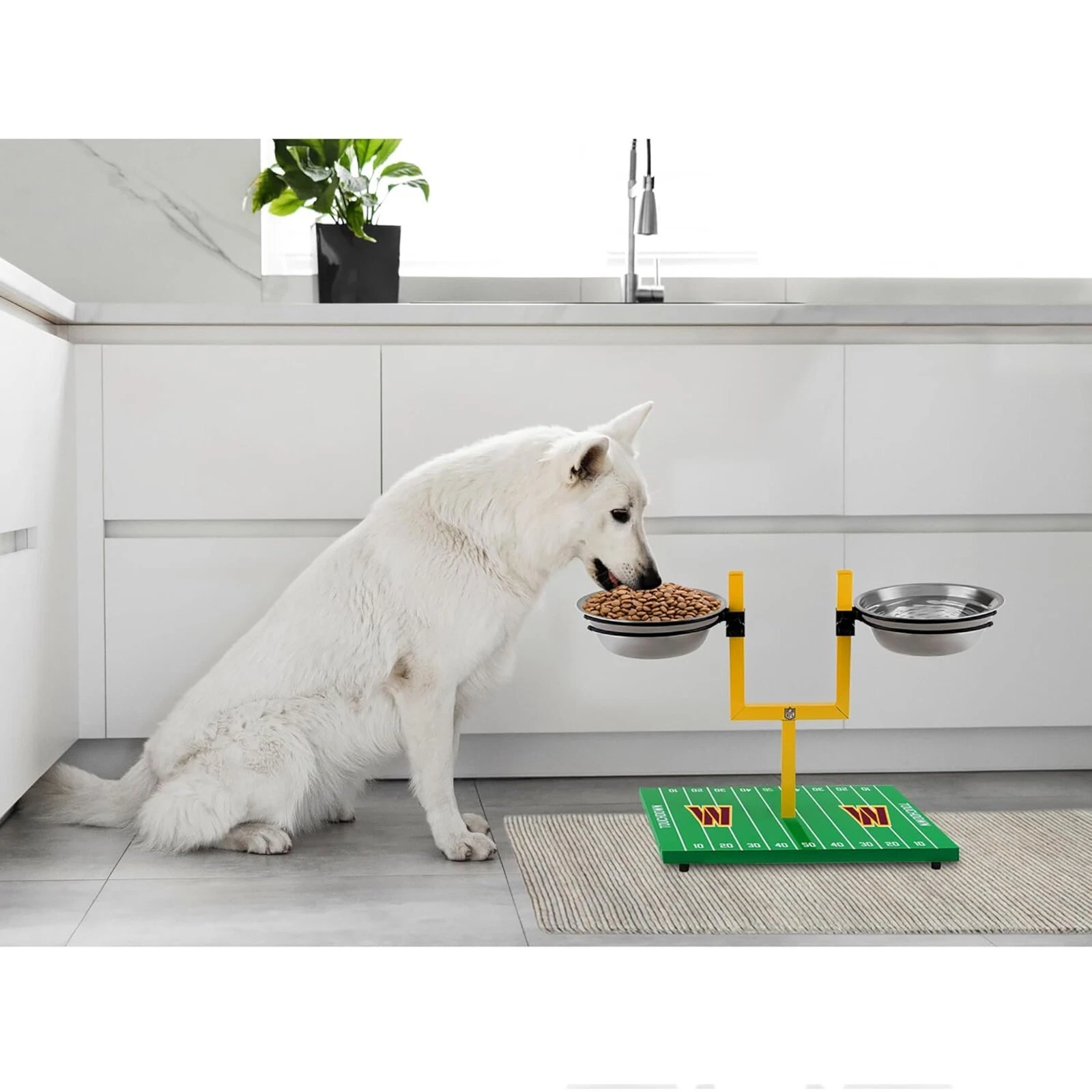 Pets First NFL Goalpost Elevated Dog Feeder Stainless Steel & Adjustable