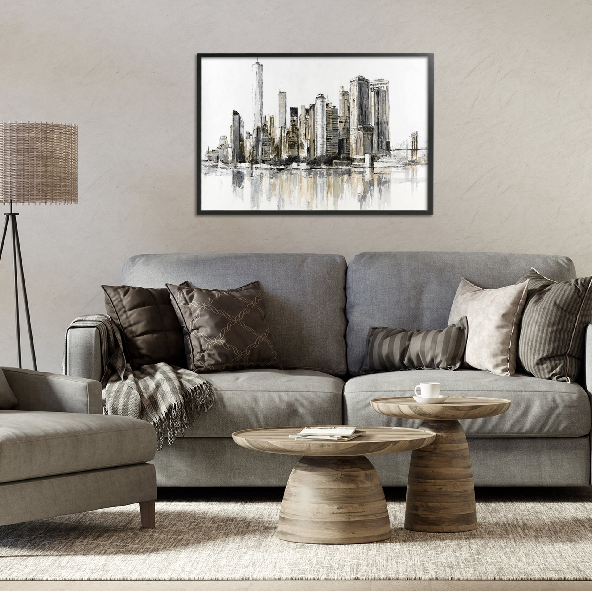 Stupell Industries Urban Skyline Reflection Black Framed Giclee Art, design by Lorenzo Collective