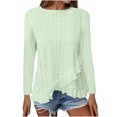 thumbnail image 4 of Jinhomg Womens Summer Shirts Dressy Casual Eyelet Ruffle Hem Blouse Lightweight Comfy Long Sleeve Tunic Tops Fashion Work Clothes Mint Green M, 4 of 9