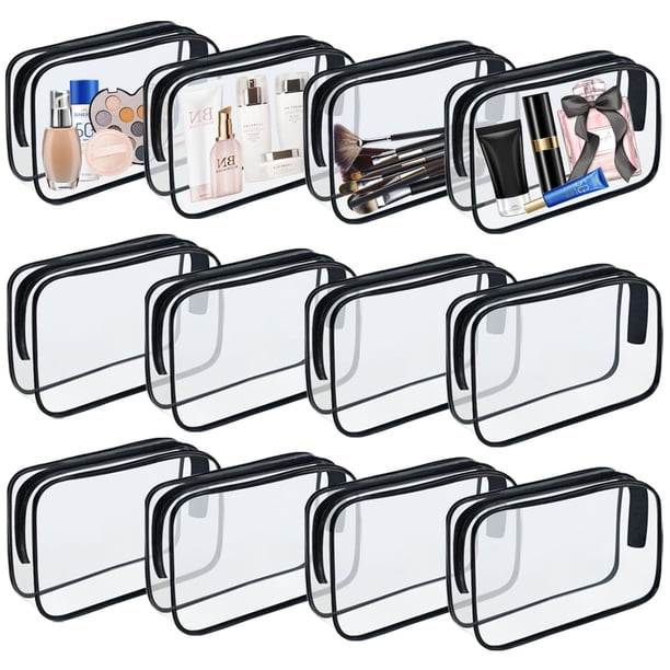 Bolsas de maquillaje transparentes YOQIVEXU, bolsa de aseo aprobada por la TSA, 12 unidades