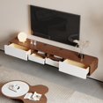 thumbnail image 2 of Floating TV Stand for Living Room, 71'' Mid Century Modern TV Console with 4 Drawers, Brown Wooden TV Stand Media Center TV Table, Fully Assembled, 2 of 6