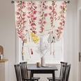 thumbnail image 3 of Butterfly Flower Balloon Curtains for Living Room/French Door, Farmhouse Country Pink Floral on Linen Tie Up Curtains 63 Inch Length Energy Saving Kitchen Curtains Shades for Windows 42"x63", 3 of 8