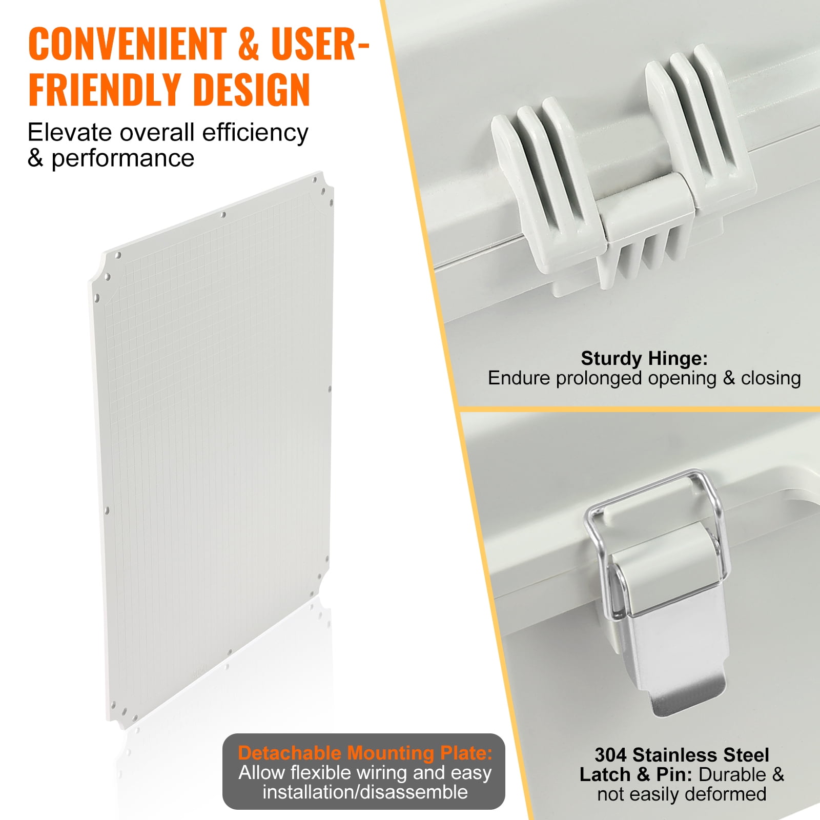 KFFKFF Exterior Power Connection Box, Dimensions 13.78 x 9.84 x 5.90 inches, Constructed from ABS Plastic, Equipped with a Swing Cover and Stainless Steel Fastener