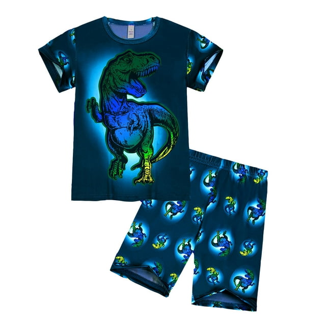 Little Boy Outfits Set Summer Clothes Pullover Cartoon Short Sleeve Shirt Short Set 5T Pajamas Boy
