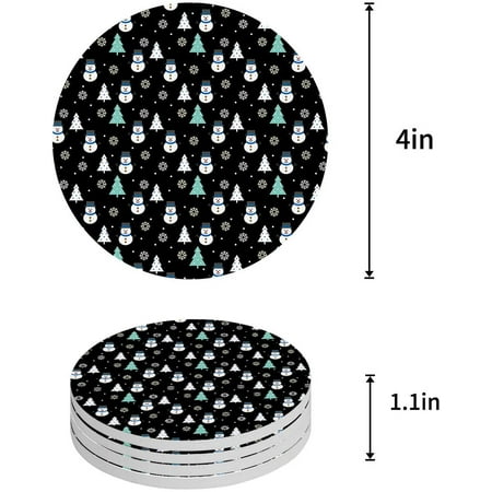 

FMSHPON Merry Christmas Set of 4 Round Coaster for Drinks Absorbent Ceramic Stone Coasters Cup Mat with Cork Base for Home Kitchen Room Coffee Table Bar Decor