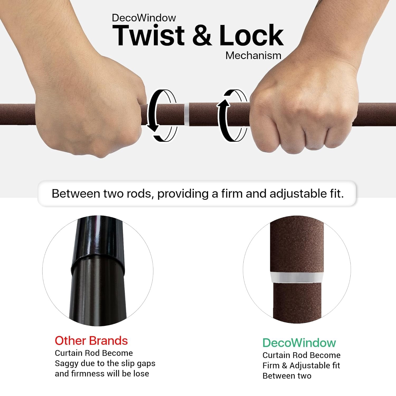 Deco Window Adjustable Curtain Rod for Windows 18 to 44 Inch (Pack of 1) Extendable Curtain Rod with Ball with Acrylic Bush Finial (Brown)