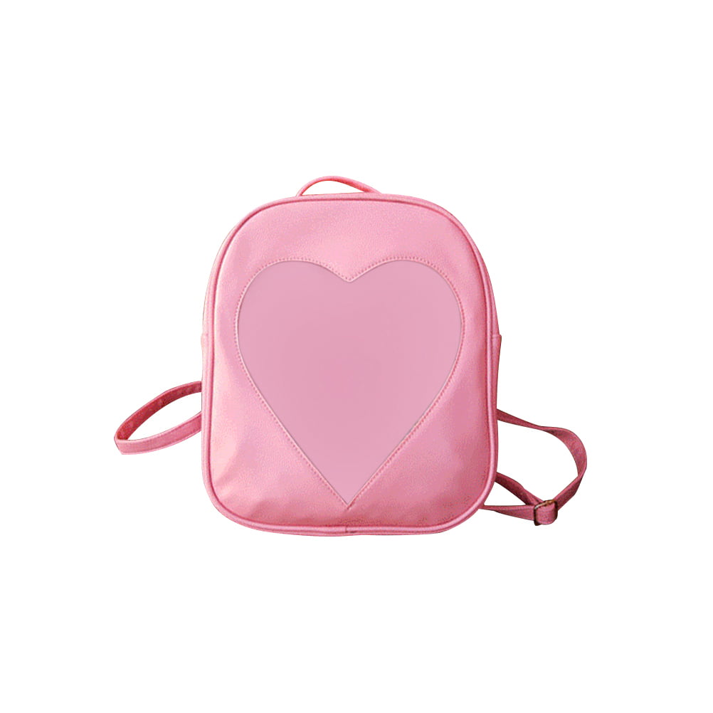 Women Girl Transparent Heart Shaped Travel Backpack Rucksack Shoulder School Bag 