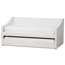 Baxton Studio Barnstorm Modern and Contemporary Faux Leather Upholstered Daybed with Guest Trundle Bed, White
