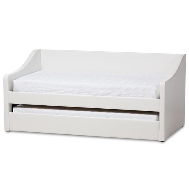 Baxton Studio Lit de Jour en Similicuir Barnstorm avec Tiroir-Lit, Blanc