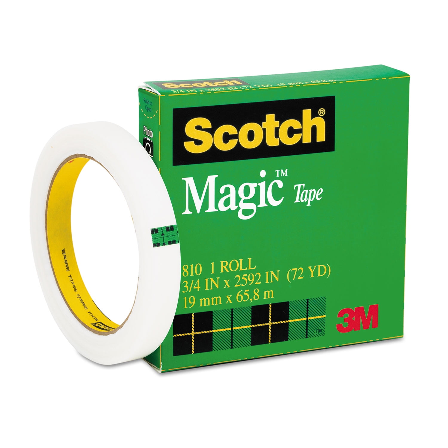 Scotch 810 Magic Tape 1 Inch Core 3/4 Inch By 36 Yards: Transparent Tapes  (021200073786-1)