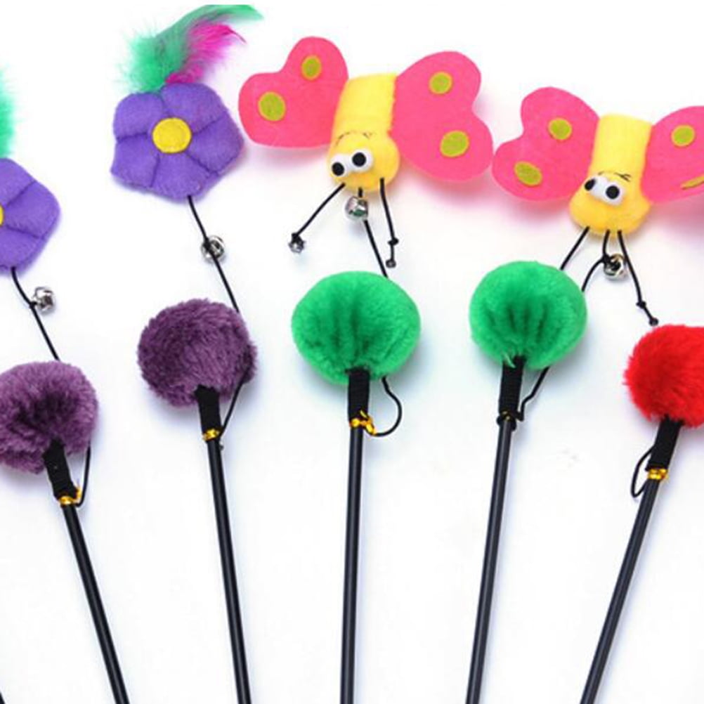 HONMEET 3Pcs Cat Teaser Wand with Plush Design to Boost Playfulness and Activity