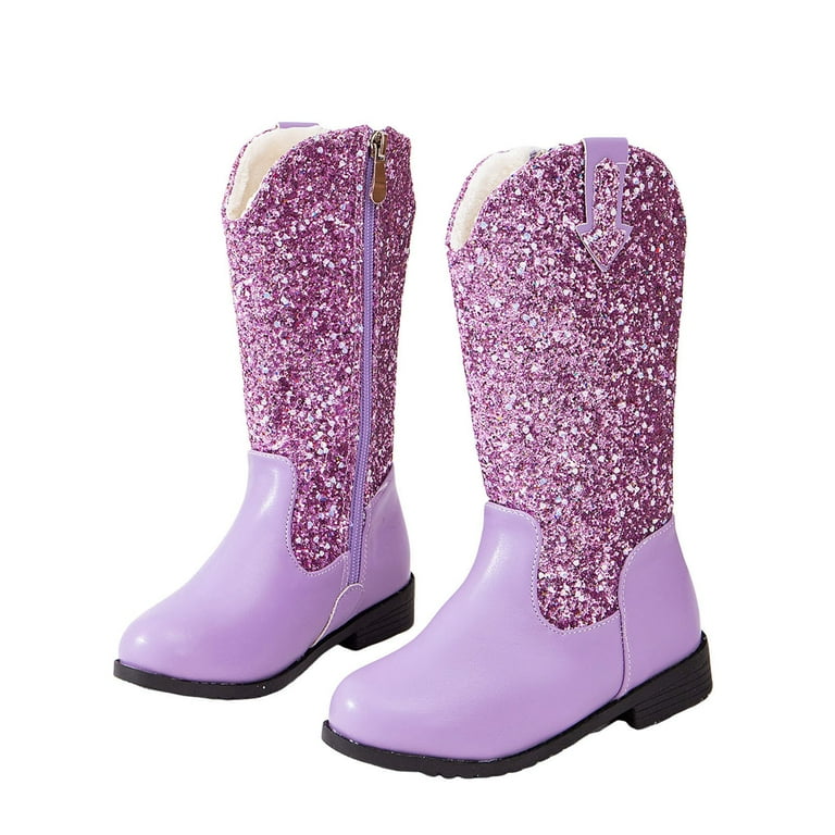 Splozh Girls Cowgirl Boots Mid Calf Square Toe Western Boot for