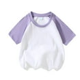 thumbnail image 4 of NIEWTR Boys And Girls Shirt Crop Tops Short Sleeve Summer Drop Shoulder Sleeve Crewneck Loose T Shirt Shoulder Insert for Kids 2-12 Years (Light Purple,2-3 Years), 4 of 8