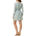 thumbnail image 3 of INSPIRE CHIC Robe pour Femme Dorure Étoile Col en V Manches Longues Robe de Soirée Évasée Ligne A L Vert Pois, 3 of 6