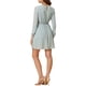 thumbnail image 3 of Vestido de fiesta de mujer Inspire Chic con escote en V, mangas largas, falda acampanada en color verde guisante con estrellas doradas, talla L, 3 of 6