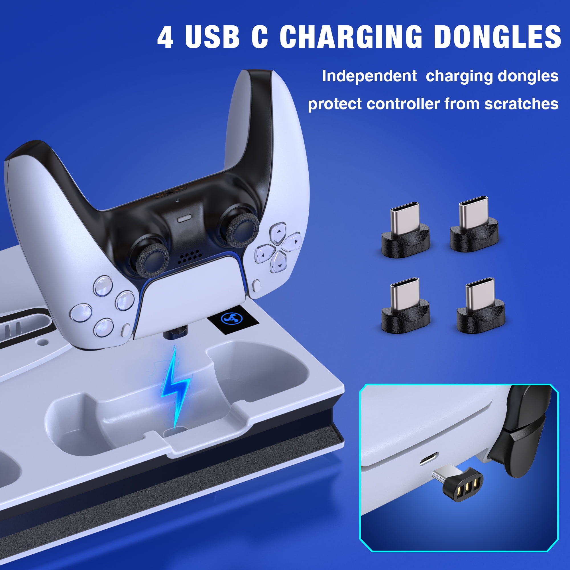 Beboncool PS5 Cooling Fan Stand with Charger Station- All-in-One Dual Turbo Fans Compatible with PS5 Pro/P5 Slim/P5 Digital Edition
