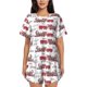 thumbnail image 1 of Fotbe Retro Train Conjunto de Pijama Estampado para Mujer, 2 Piezas, Ropa de Dormir con Camiseta de Manga Corta y Shorts Suaves-Medium, 1 of 6