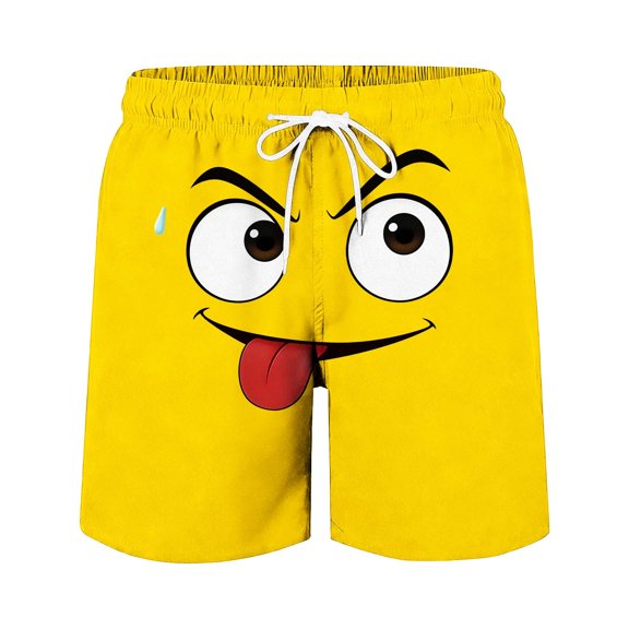 CYRBOKO Boys Beach Shorts, Drawstring Quick-dry Elastic Waist Seaside Funny Shorts for Summer Yellow Size 9-10 T