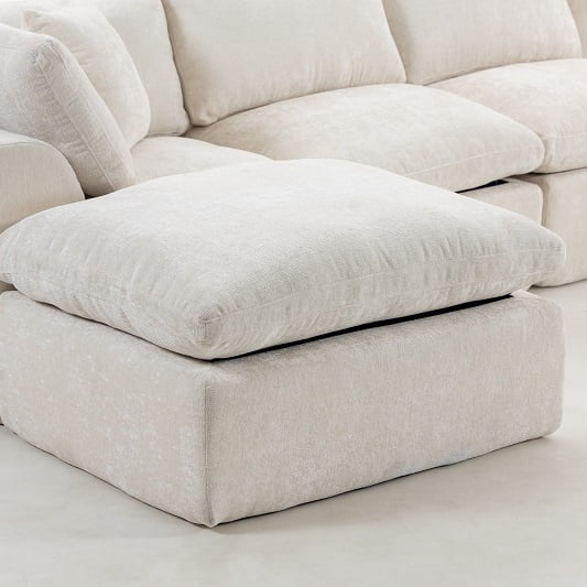 Modern Modular Sectional Sofa with Ottoman, Oversized 7-Seater L-Shaped Cloud Couch for Living Room, Apartment & Family Lounge, Beige