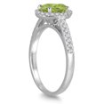 thumbnail image 2 of SZUL Women's Peridot and Diamond Halo Ring in 10K White Gold, 2 of 3