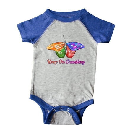 

Inktastic Keep On Creating with Beautiful Rainbow Butterfly Gift Baby Boy or Baby Girl Bodysuit