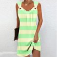 thumbnail image 2 of Annhoo Robe d'Été Mini pour Femmes, Décontractée, Ample, à Rayures Imprimées, Col en V, Sans Manches, Robe Débardeur, Plage, Courte, 2 of 5
