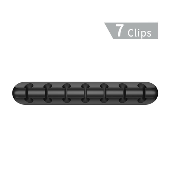 Essager Organizador de cables Oficina en casa Teléfono de escritorio Teclado Ratón Soporte de cable Clip de cable adhesivo, Negro, 7 ranuras sidaley EL5265-03
