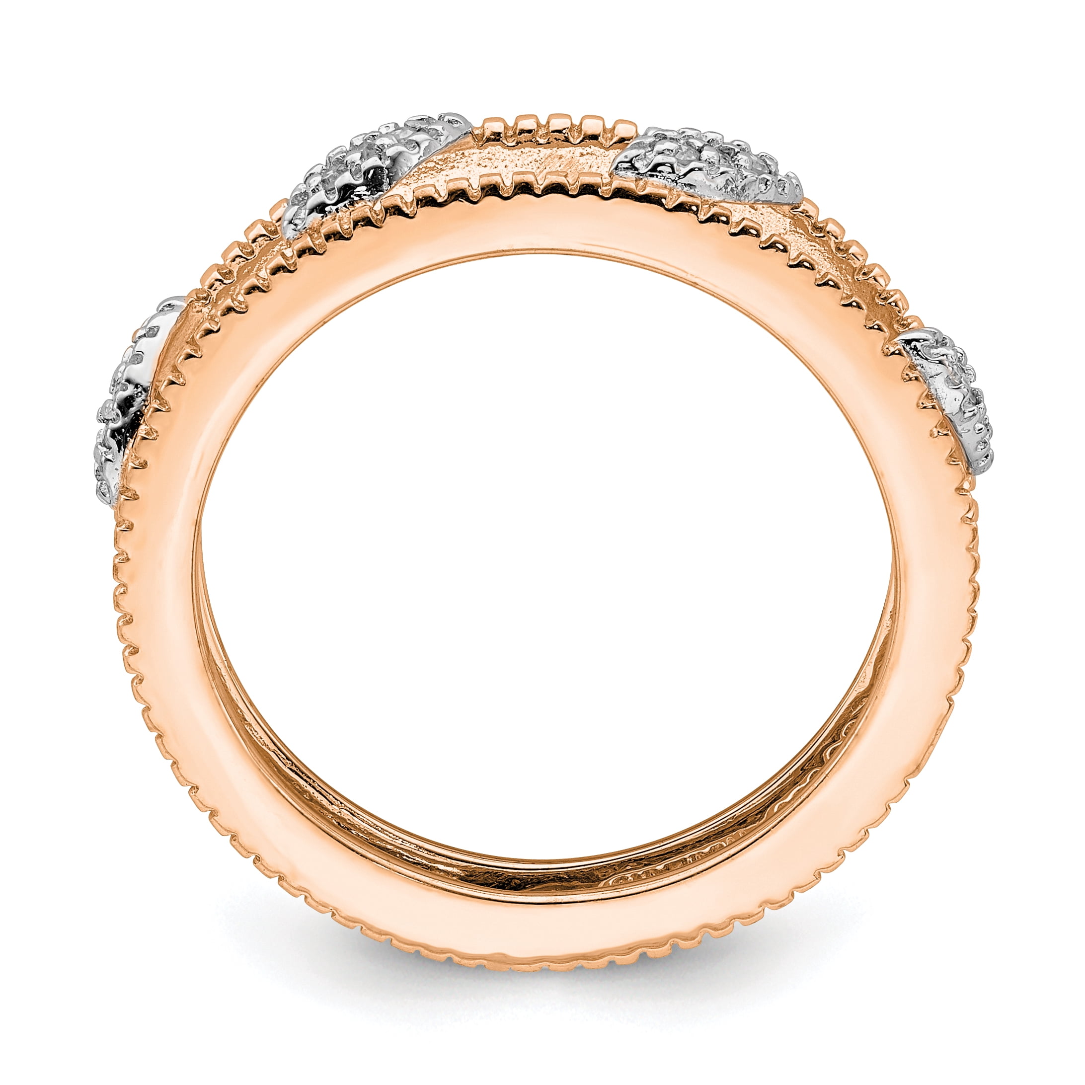 Diamond Sterling Silver Rose Gold-Plated Jacket Ring
