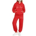 thumbnail image 2 of Piuwrlz Toddler Fleece Sweatsuits 2pcs Hood Top and Pants Girls Boys Plush Hoodies and Sweatpants Red Size 4-5Years, 2 of 6