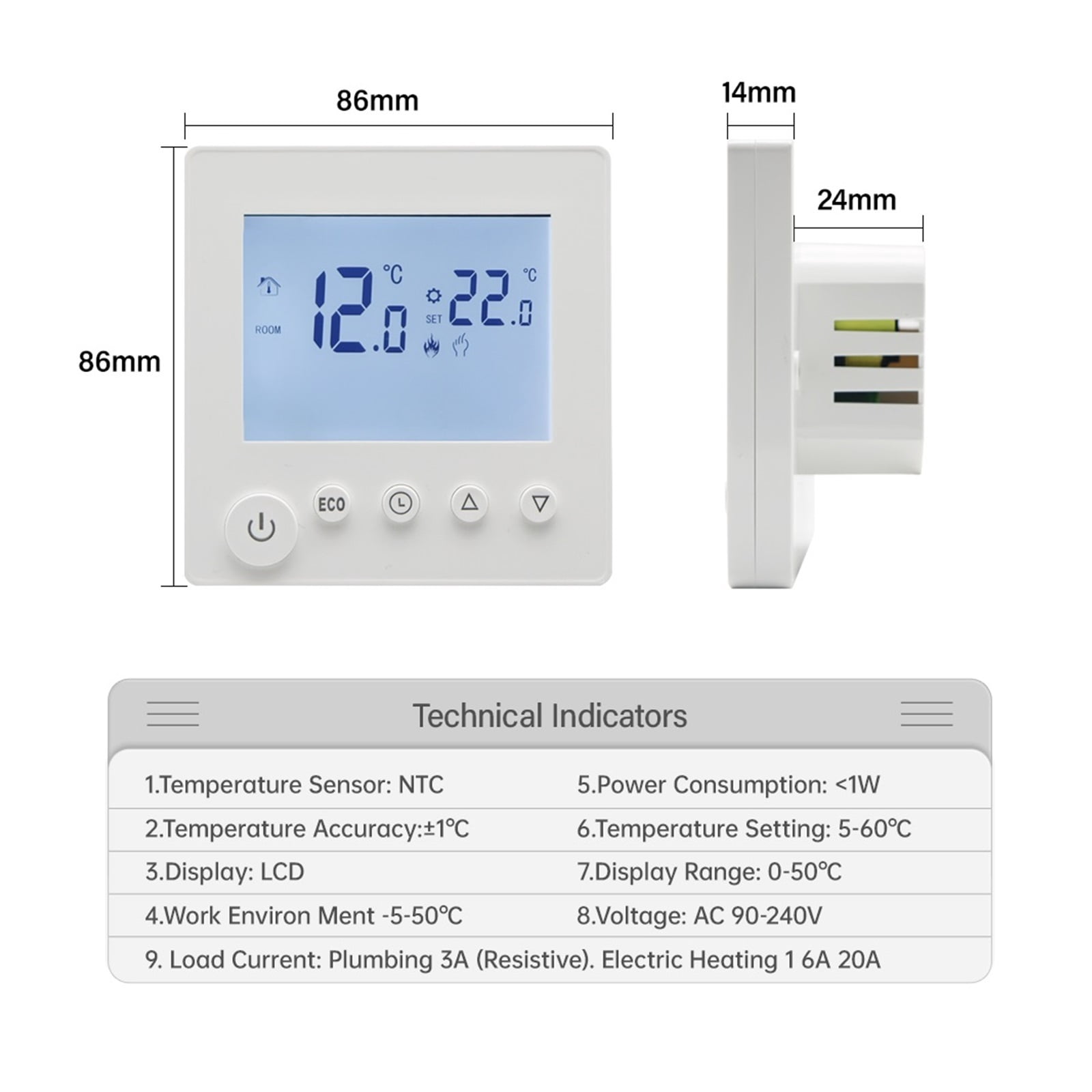 16A Water Electric Floor Heating TRV House Room Thermostat Temperature Controller Digital LCD Display Wall Mounted ,Easy Installation