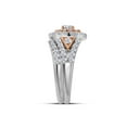 thumbnail image 2 of 14kt Two-tone Gold Round Diamond Halo Bridal Wedding Ring Band Set 2 Cttw, 2 of 2