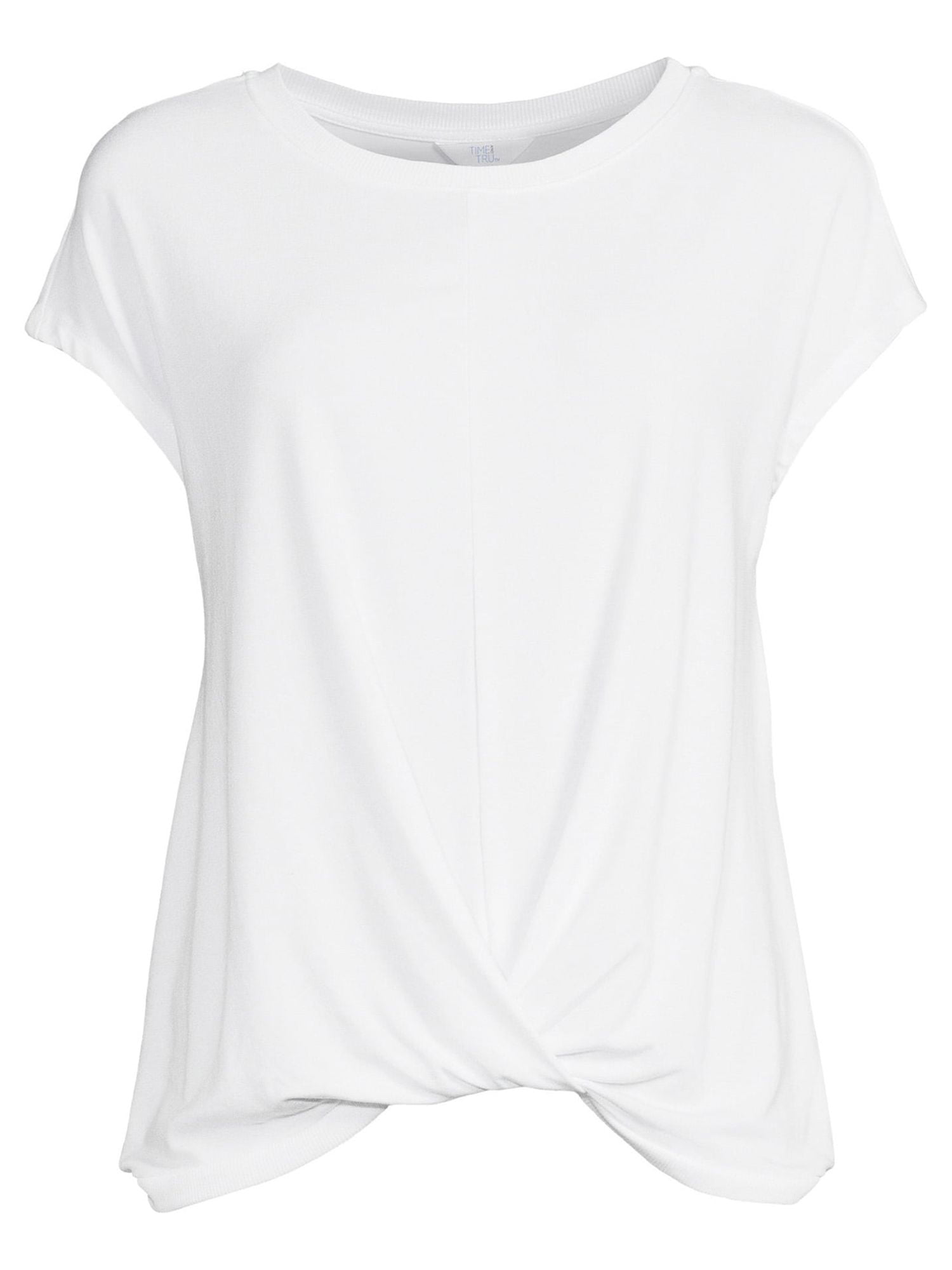 Time And Tru Women's Twist Front Top with Short Sleeves