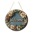 thumbnail image 2 of Spring Door Sign Welcome Hanging Navy Blue a - Wooden Door Hanger – Circular Wood Sign for Home Decor Rustic Welcome Sign for Garden Porch Cabin - 1 Spring Door Sign, 2 of 9