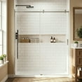 thumbnail image 3 of GVN 60*72 Inch Frameless Modern Shower Door with Single Sliding Door, 1/4" Thickness Tempered Glass Shower Door for Bathroom, Silver, 3 of 7