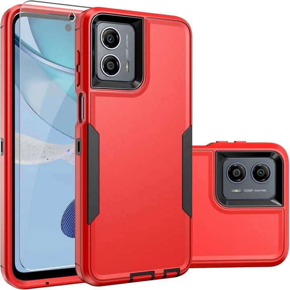 for Moto G 5G 2023 Case,[10 FT Military Grade Drop Protection] [Screen Protector] Shockproof Protective Cover for Motorola G 5G 2023 (Red Black)