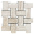 thumbnail image 3 of The Tile Life Stately Basketweave 13" x 13" Travertine Porcelain Mosaic Tile 1-Piece, 3 of 13