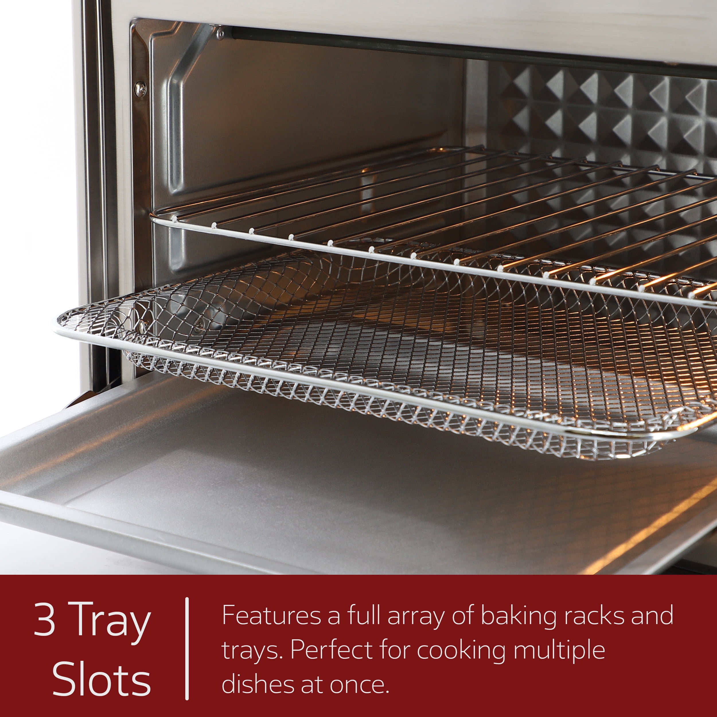 MegaChef 21.13 Digital Quart Stainless Steel Digital Electric Multi-Function Air Fryer and Counter Top Oven in Silver