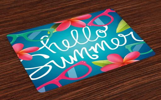 Hello Summer Placemats Set Of 4 Funky Illustration Of Summer