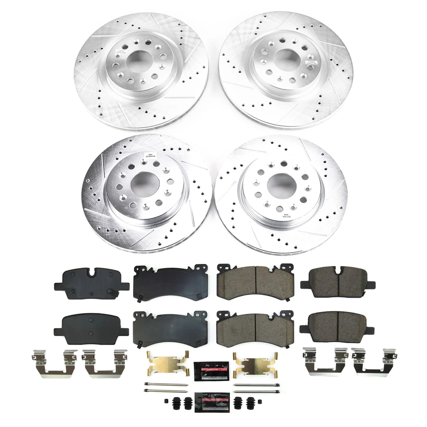 PowerStop Front and Rear Z23 Evolution Sport Carbon-Fiber Ceramic Brake Pad and Drilled & Slotted Rotor Kit Fits: CADILLAC Select Models K9092