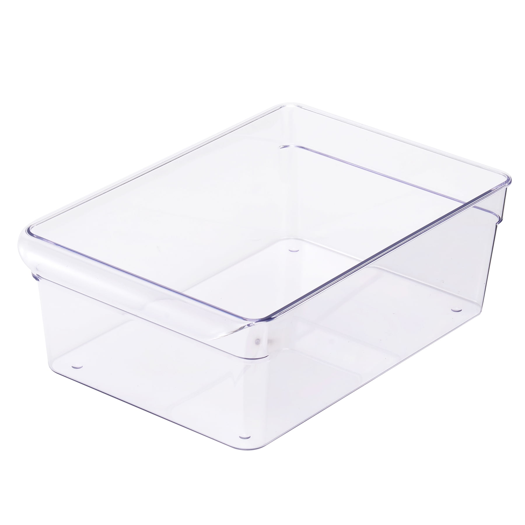 (3 pack) Mainstays Large Fridge Bin, Clear Plastic, 12 x 8 x 4 in