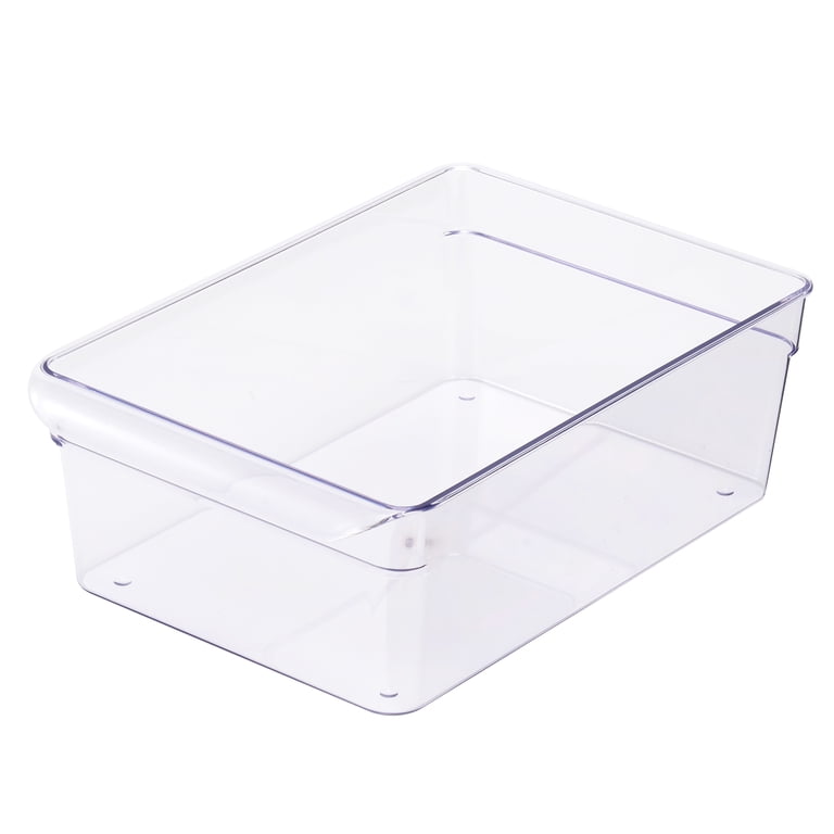 3 pack) Mainstays Large Fridge Bin, 12x8x4 inches, Clear Plastic