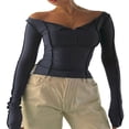 thumbnail image 1 of T-Shirt Slim Ajusté Décontracté à Manches Longues en Maille à Manches Courtes, 1 of 7